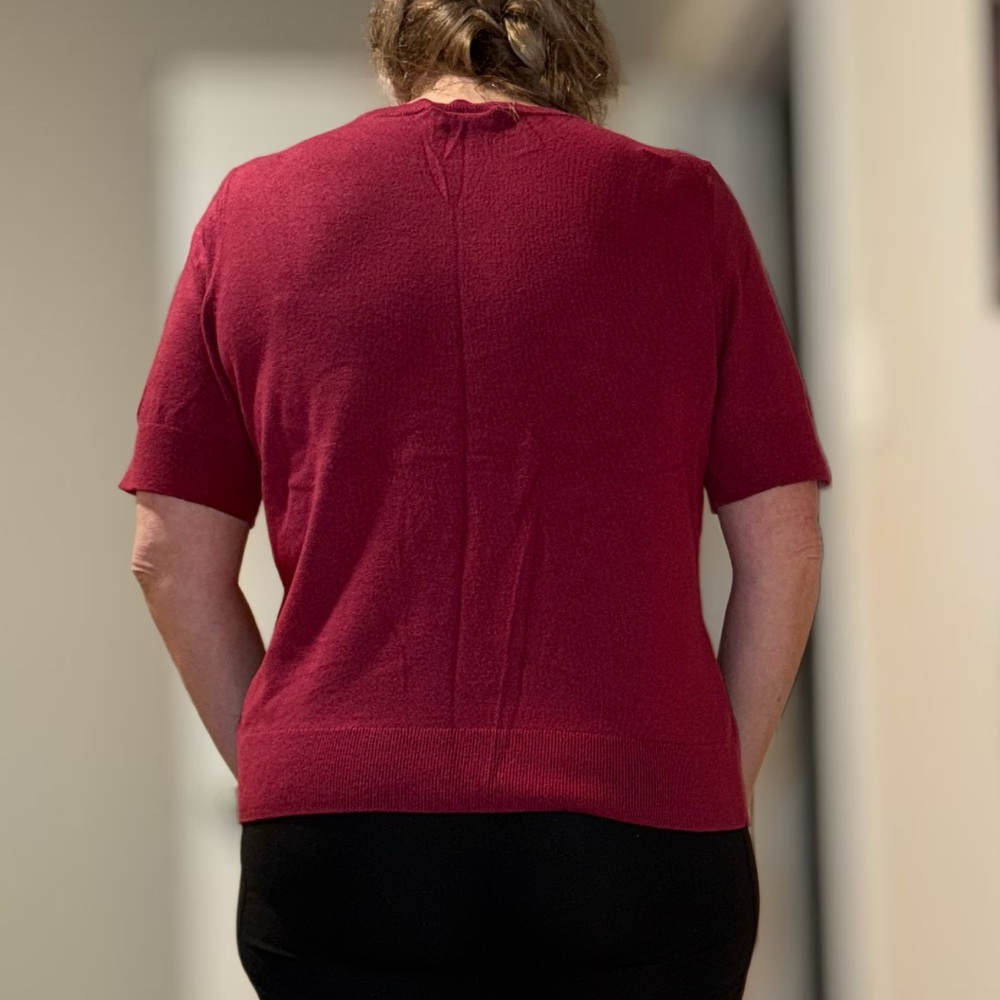 Ann Taylor Factory Deep Red Short Sleeve Sweater - Picture 4 of 11